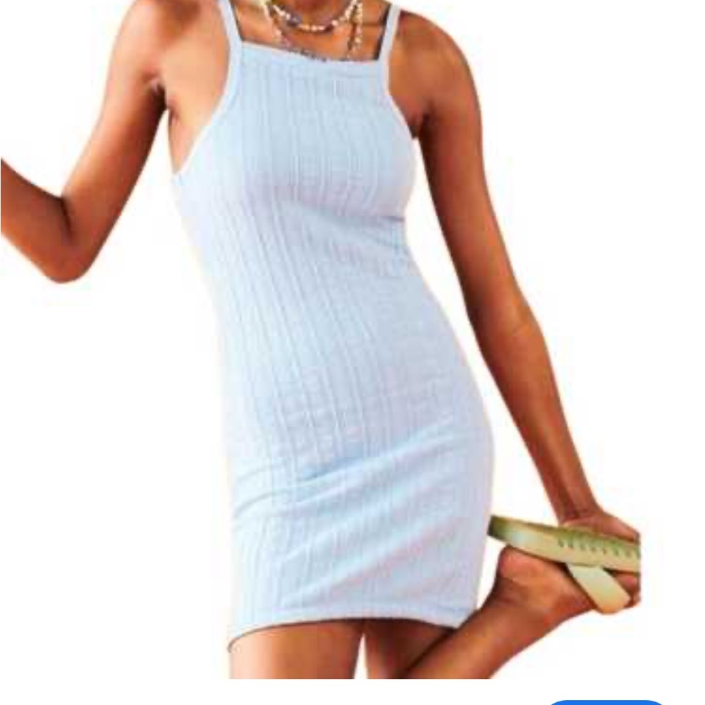Zara Light Blue Ribbed Dress